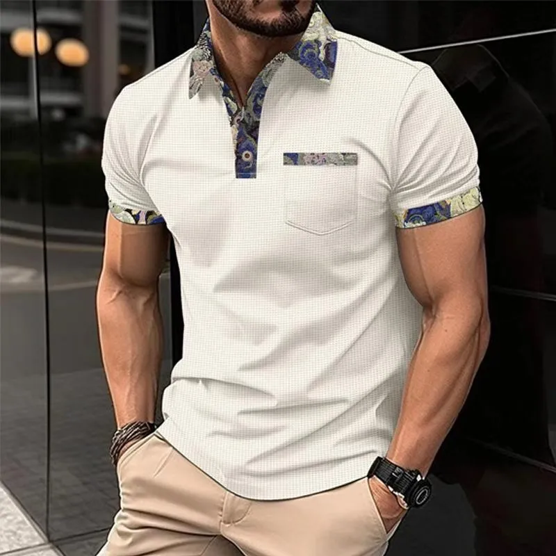 Men's Waffle Color Block Short Sleeve Casual Polo Shirt 36017453X sold by Manly product image thumbnail 3