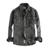Men's Vintage Washed Striped Flap Pocket Slim Fit Long Sleeve Denim Shirt 32256880M sold by Manly