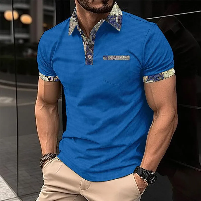 Men's Waffle Color Block Short Sleeve Casual Polo Shirt 36017453X sold by Manly product image thumbnail 4