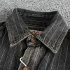 Men's Vintage Washed Striped Flap Pocket Slim Fit Long Sleeve Denim Shirt 32256880M sold by Manly