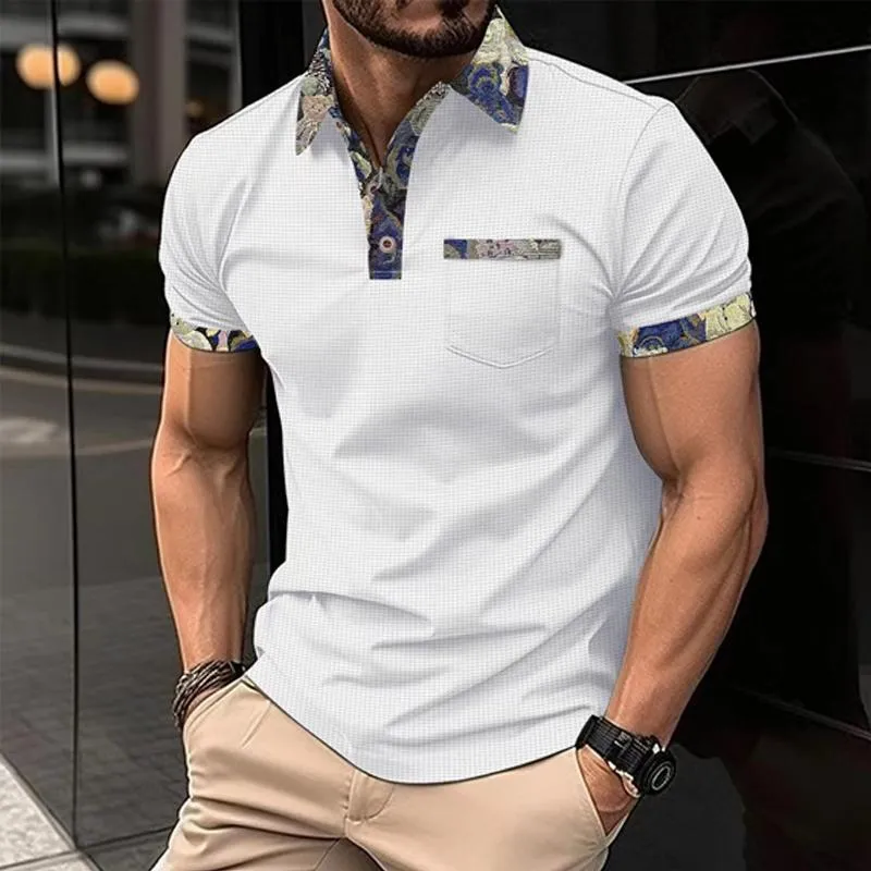 Men's Waffle Color Block Short Sleeve Casual Polo Shirt 36017453X sold by Manly product image thumbnail 2