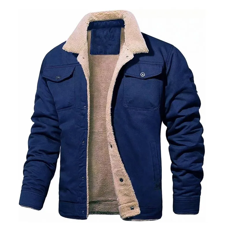 Men's Fleece Lapel Solid Pocket Jacket 18343005Z sold by Manly product image thumbnail 4