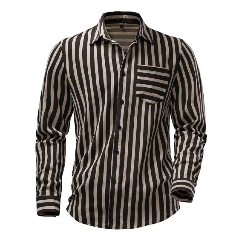 Men's Striped Print Casual Long Sleeve Shirt 49018562X sold by Manly