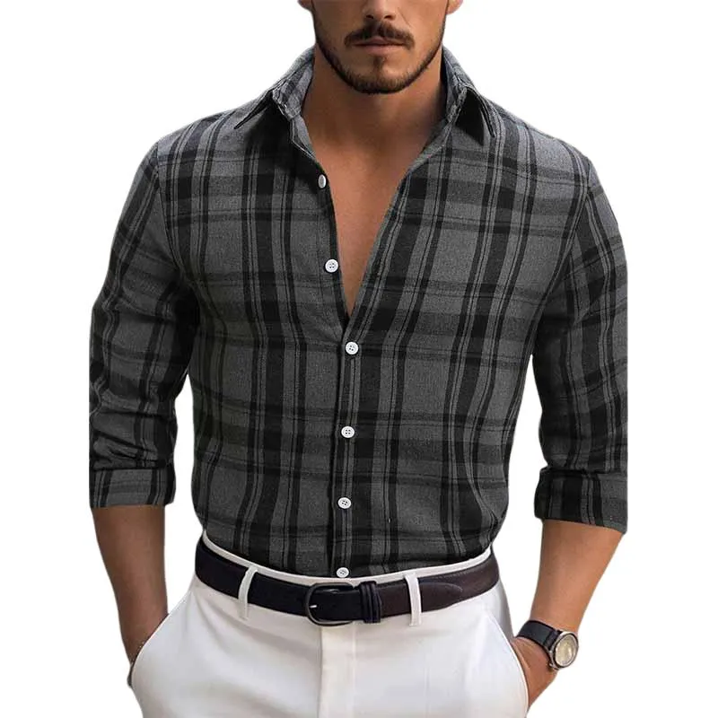 Men's Brushed Flannel Plaid Long Sleeve Shirt 53210685X sold by Manly