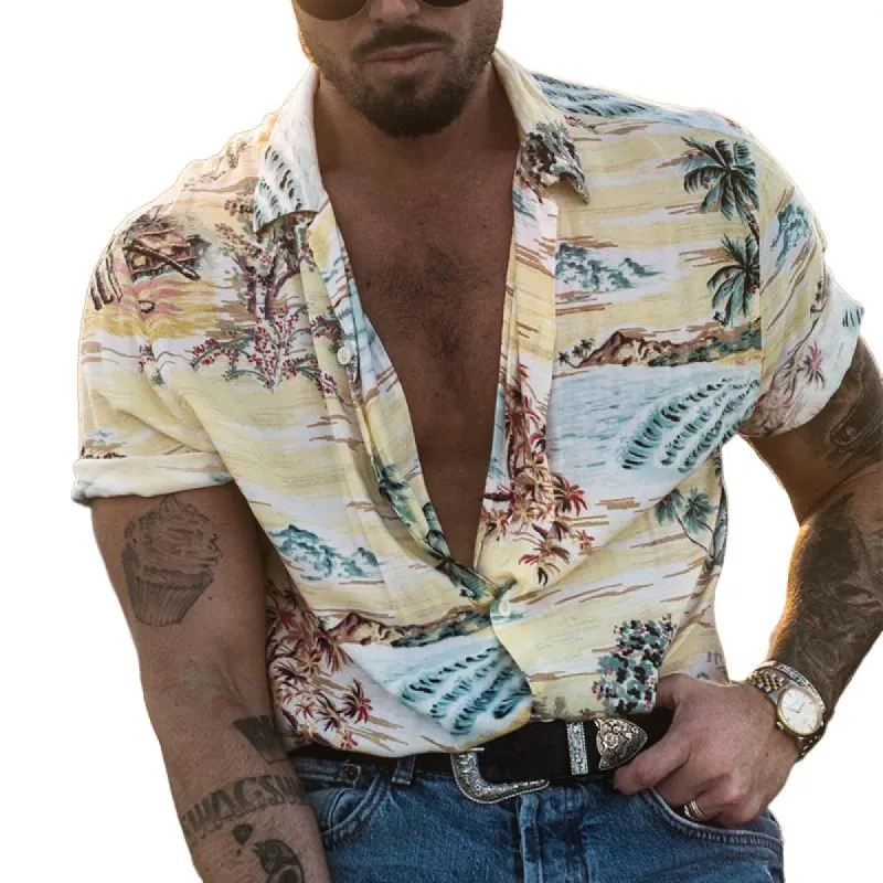 Men's Vacation Style Print Lapel Short Sleeve Casual Shirt 61836628Z sold by Manly
