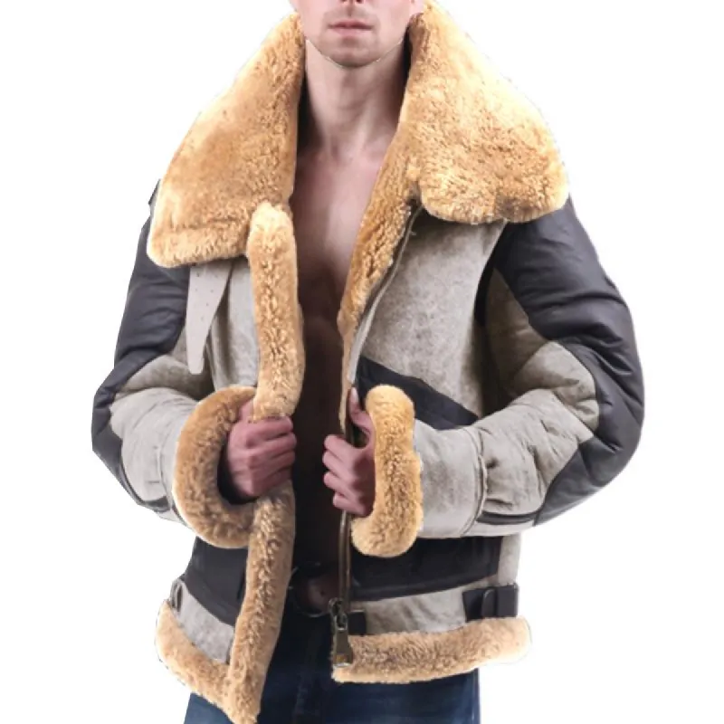 Men's Retro Stitching Lapel Coat 10610139X sold by Manly