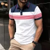 Men's Casual Striped Short Sleeve Polo Shirt 23976660Y sold by Manly