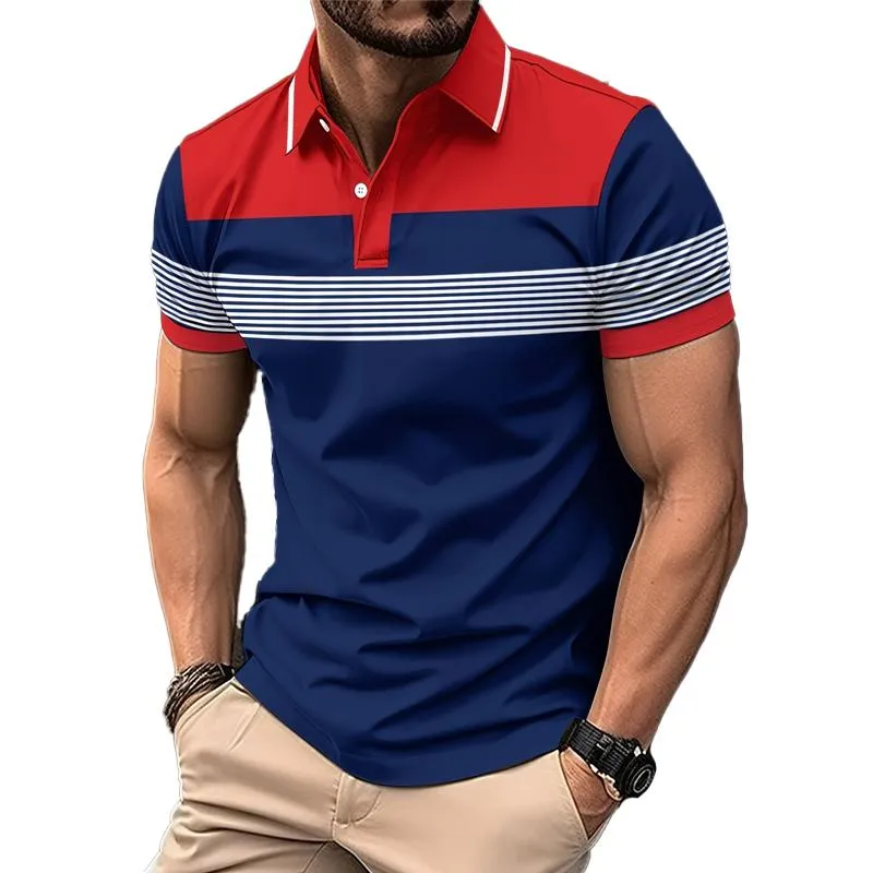 Men's Casual Striped Short Sleeve Polo Shirt 23976660Y sold by Manly
