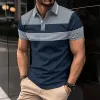 Men's Casual Striped Short Sleeve Polo Shirt 23976660Y sold by Manly