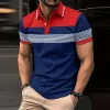 Men's Casual Striped Short Sleeve Polo Shirt 23976660Y sold by Manly