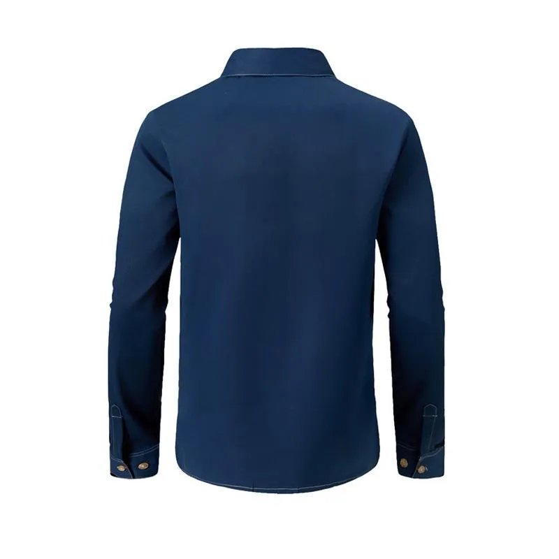 Men's Casual Lapel Double Pocket Slim Fit Long Sleeve Shirt 78868161M sold by Manly product image thumbnail 3