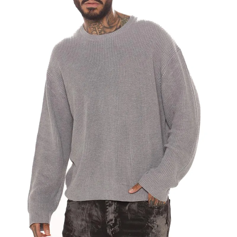 Men's Solid Color Round Neck Pullover Sweater 53935106X sold by Manly