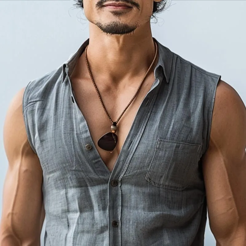 Men's Casual Solid Color Lapel Tank Tops 48631635X sold by Manly product image thumbnail 2