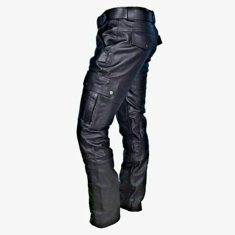 Men's Vintage Multi-Pocket Slim Fit Faux Leather Pants (Belt Excluded) 04018447M sold by Manly product image thumbnail 2