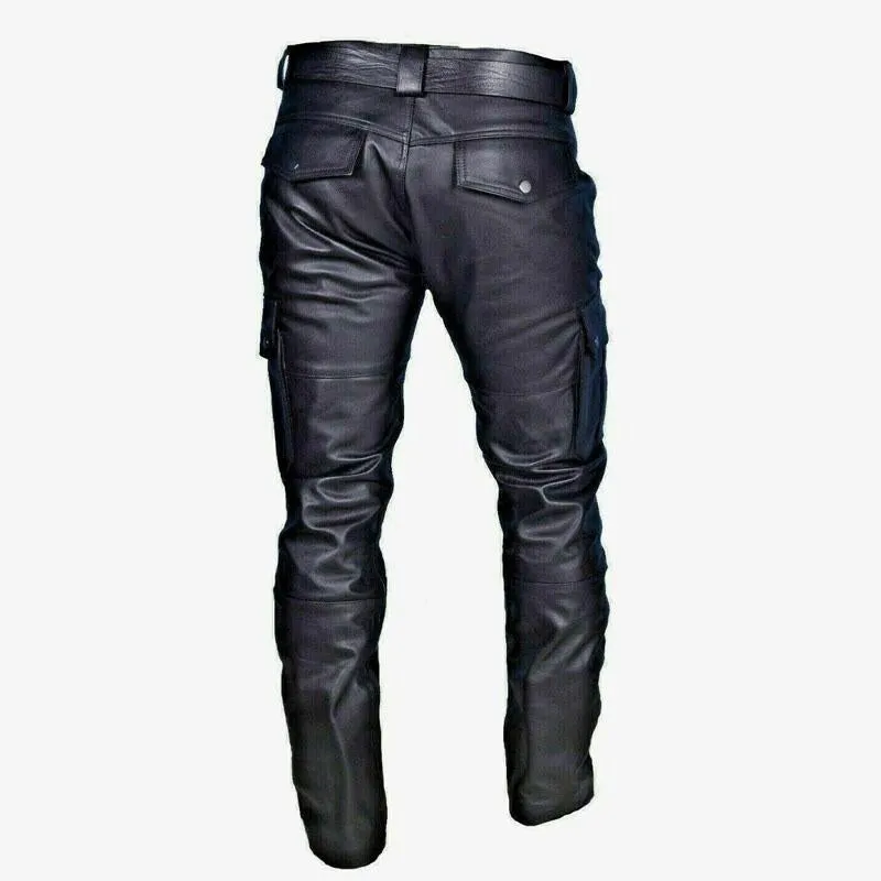 Men's Vintage Multi-Pocket Slim Fit Faux Leather Pants (Belt Excluded) 04018447M sold by Manly product image thumbnail 3
