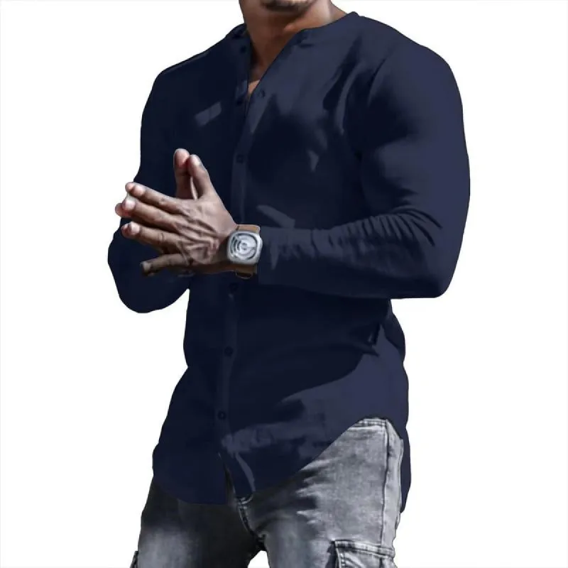 Men's Single Breasted Long Sleeve Solid Color T-Shirt 64479418X sold by Manly