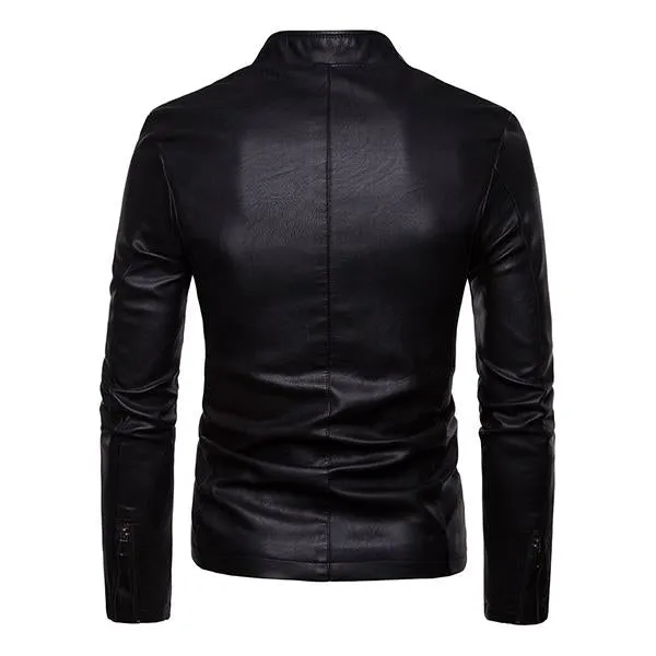 Men's Casual Biker Baseball Collar Leather Jacket 76940403M sold by Manly product image thumbnail 2