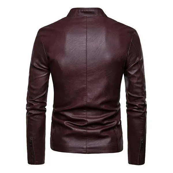 Men's Casual Biker Baseball Collar Leather Jacket 76940403M sold by Manly product image thumbnail 4