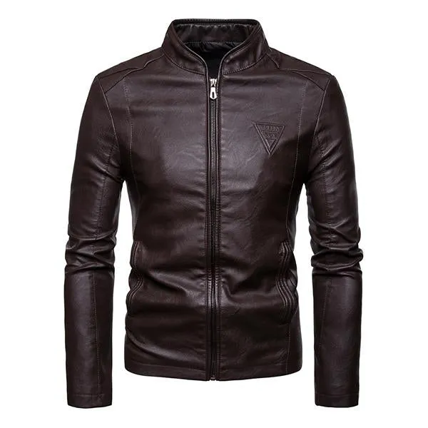 Men's Casual Biker Baseball Collar Leather Jacket 76940403M sold by Manly product image thumbnail 5