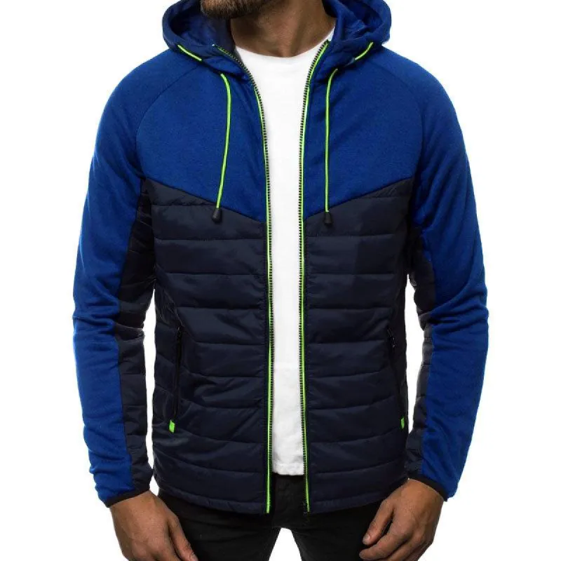 Men's Casual Colorblock Quilted Hooded Jacket 66132581Y sold by Manly