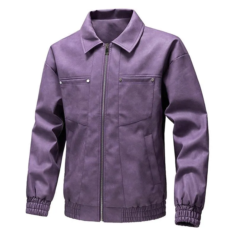 Men's Biker Lapel Zip-Up Jacket 18869924X sold by Manly product image thumbnail 4