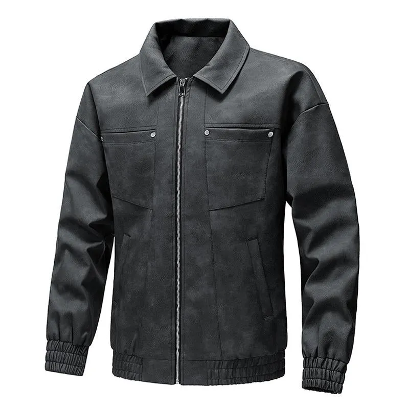 Men's Biker Lapel Zip-Up Jacket 18869924X sold by Manly product image thumbnail 2
