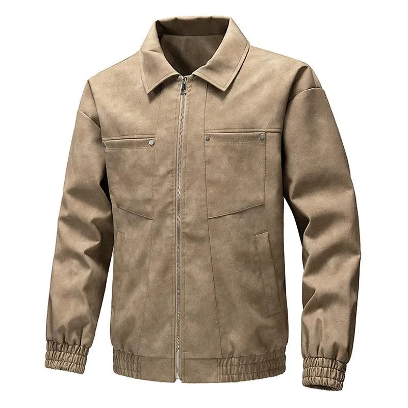 Men's Biker Lapel Zip-Up Jacket 18869924X sold by Manly