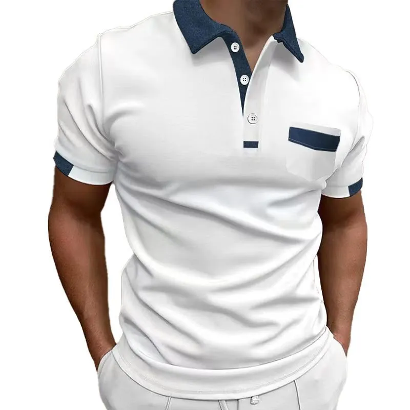 Men's Casual Colorblock Chest Pocket POLO Shirt 57385149Y sold by Manly