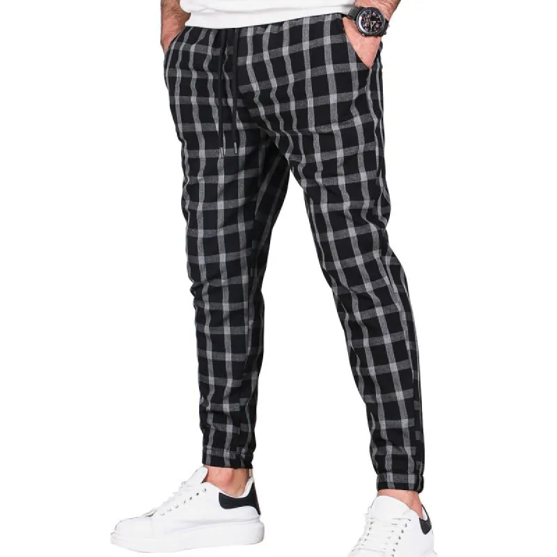 Men's Plaid Elastic Waist Sports Casual Pants 24568401Z sold by Manly