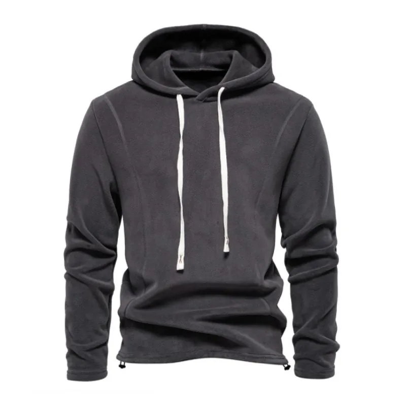 Men's Casual Polar Fleece Warm Loose Long-sleeved Pullover Hoodie 26204153M sold by Manly