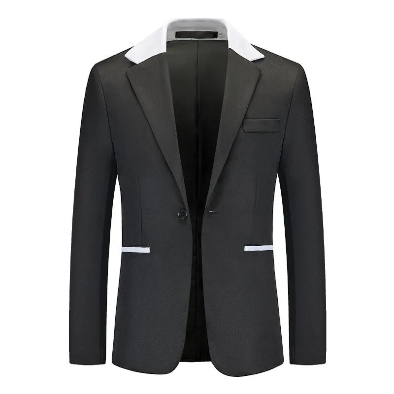 Men's Color Block Notch Lapel One Button Blazer 14965315Z sold by Manly