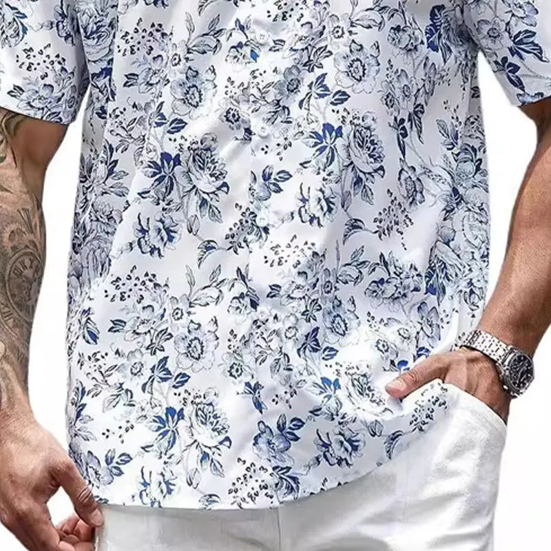 Men's Hawaiian Print Lapel Beach Short Sleeve Shirt 49847308X sold by Manly product image thumbnail 3