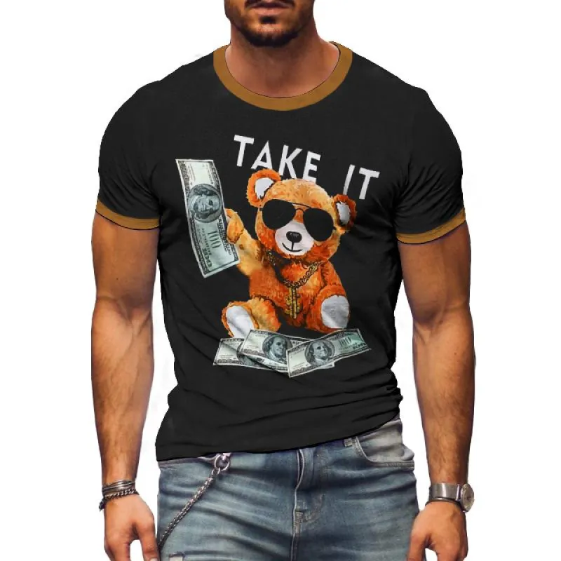 Men's Casual Take It Teddy Bear Round Neck T-shirt 56786613TO sold by Manly