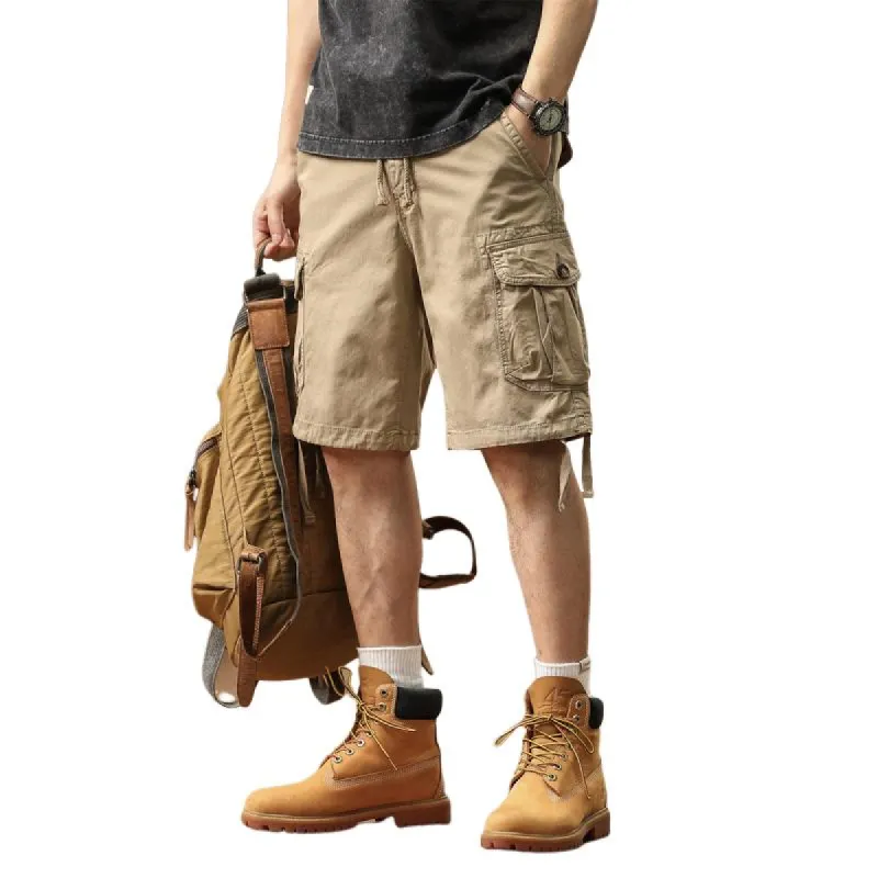 Men's Casual Outdoor Cotton Multi-Pocket Loose Cargo Shorts 48899879M sold by Manly