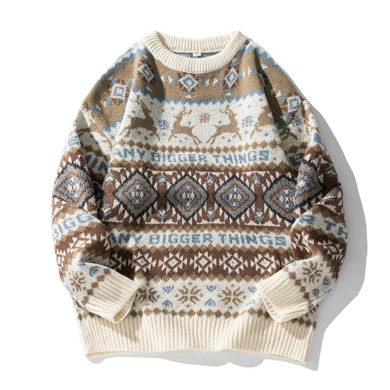 Men's Vintage Fair Isle Jacquard Crew Neck Sweater 62104730Y sold by Manly