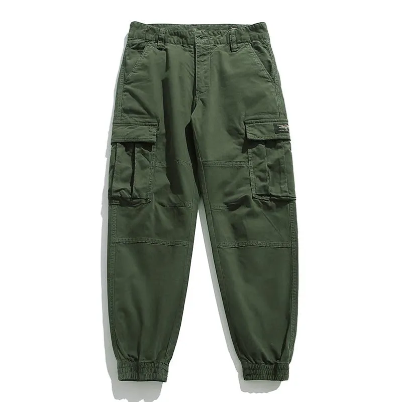Men's Casual Solid Color Loose Multi-Pocket Cargo Pants 89116236M sold by Manly