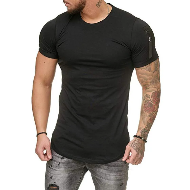 Men's Casual Arm Pocket Round Neck Short Sleeve T-shirt 63580331TO sold by Manly