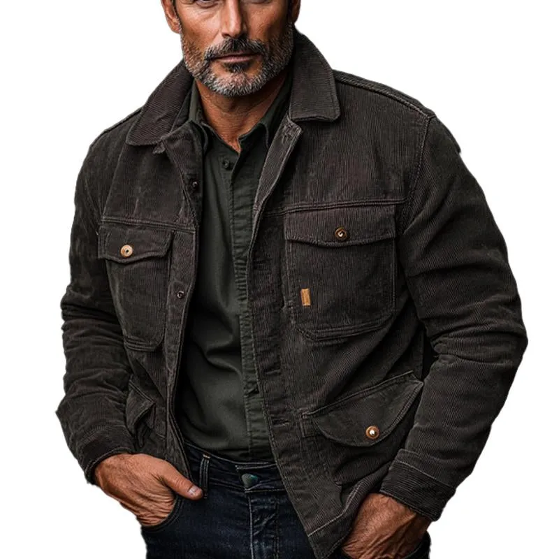 Men's Vintage Solid Corduroy Lapel Jacket 74901408X sold by Manly