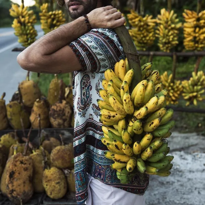 Men's Ethnic Print Lapel Short Sleeve Loose Hawaiian Beach Shirt 57813284Z sold by Manly product image thumbnail 5