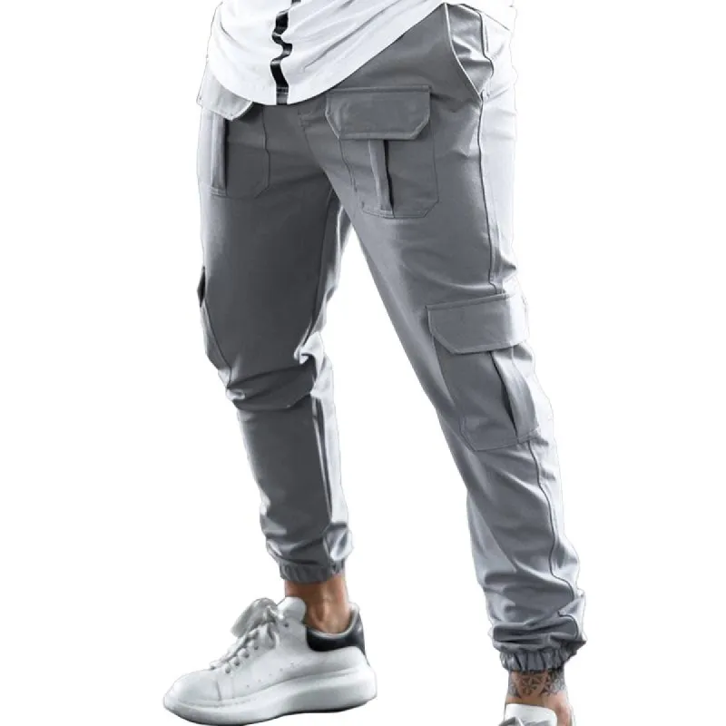 Men's Fashion Solid Multi-pocket Cargo Pants 23150007Z sold by Manly