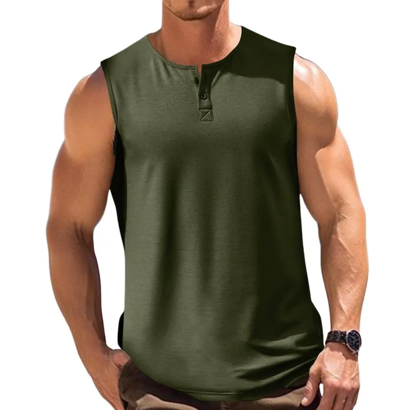 Men's Loose Solid Color Sleeveless Tank Top 51653524X sold by Manly