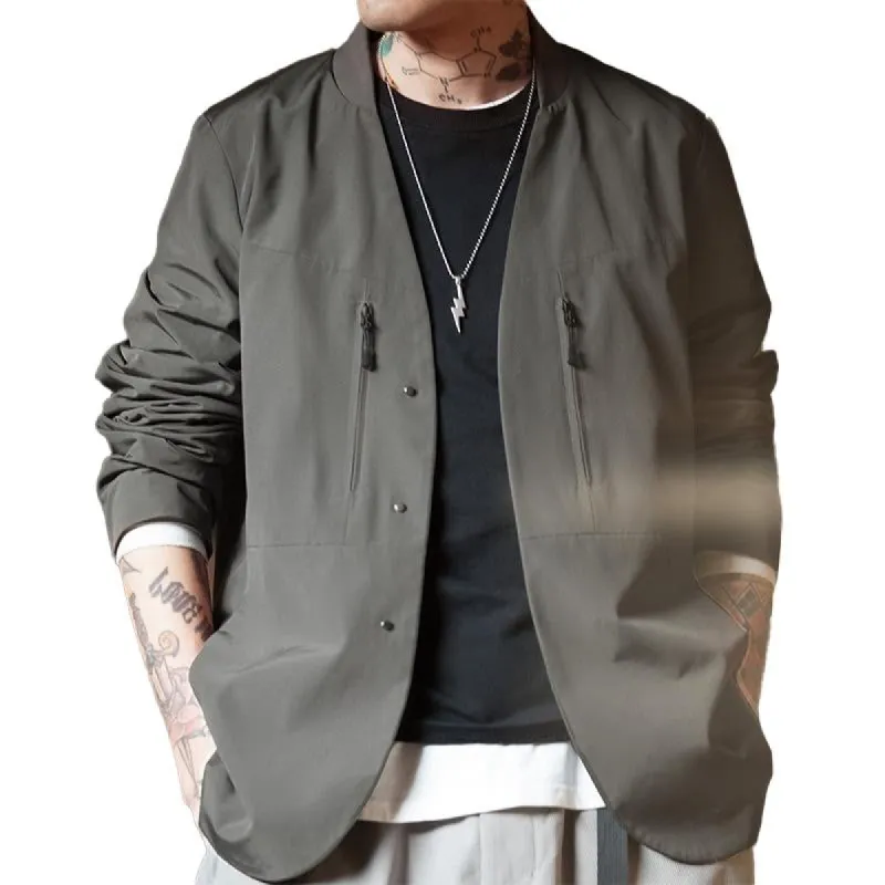 Men's Casual Solid Color Collarless Blazer 63458740Y sold by Manly