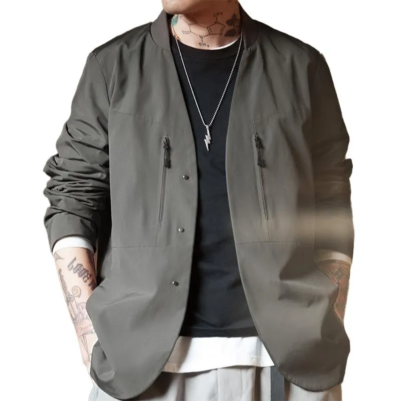 Men's Casual Solid Color Collarless Blazer 63458740Y sold by Manly