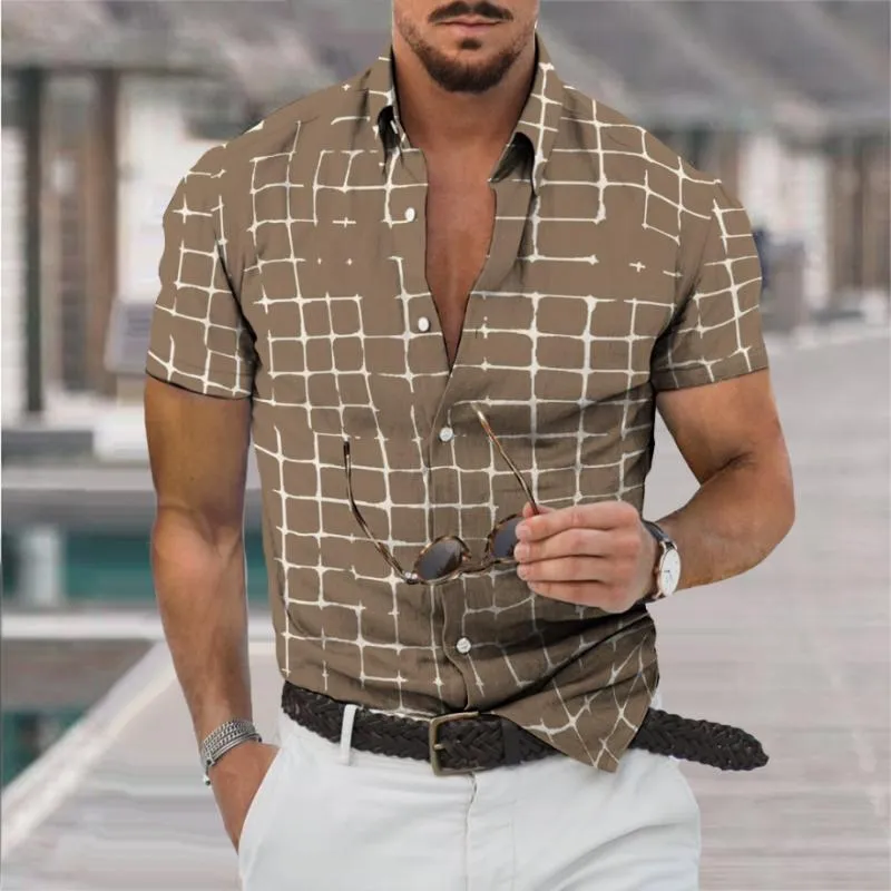 Men's Retro Casual Simple Geometric Short Sleeve Shirt 09179198TO sold by Manly product image thumbnail 2