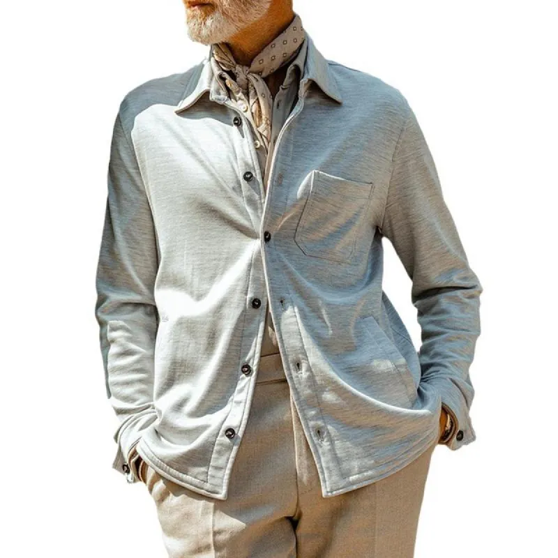 Men's Casual Solid Color Lapel Button-Down Long Sleeve Shirt 24233578M sold by Manly