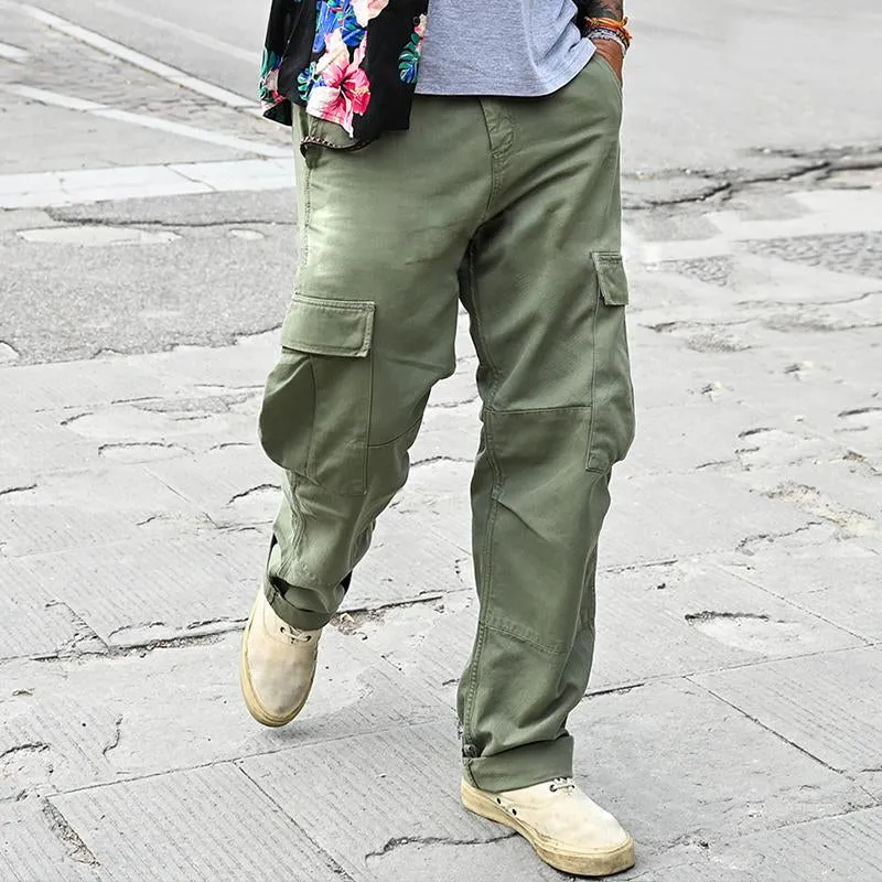 Men's Retro Casual Solid Color Multi-Pocket Work Pants 13852217TO sold by Manly product image thumbnail 2