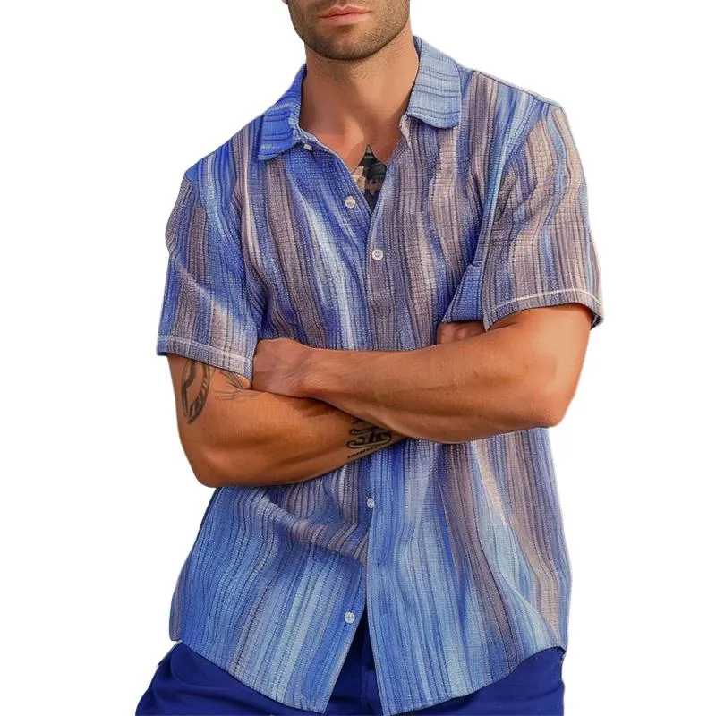 Men's Casual Color Striped Short Sleeve Shirt 20835030TO sold by Manly
