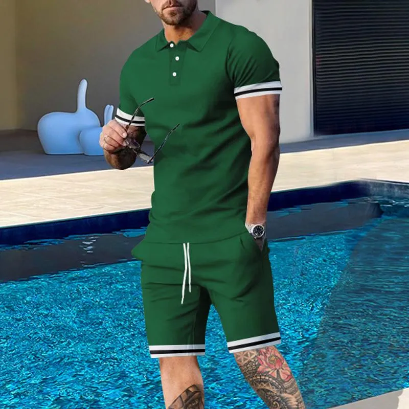 Men's Casual Solid Color Short Sleeve Polo Shirt Shorts Set 38788710Y sold by Manly product image thumbnail 2