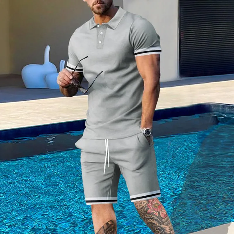 Men's Casual Solid Color Short Sleeve Polo Shirt Shorts Set 38788710Y sold by Manly product image thumbnail 5
