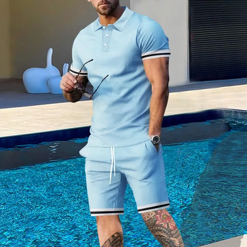 Men's Casual Solid Color Short Sleeve Polo Shirt Shorts Set 38788710Y sold by Manly product image thumbnail 4